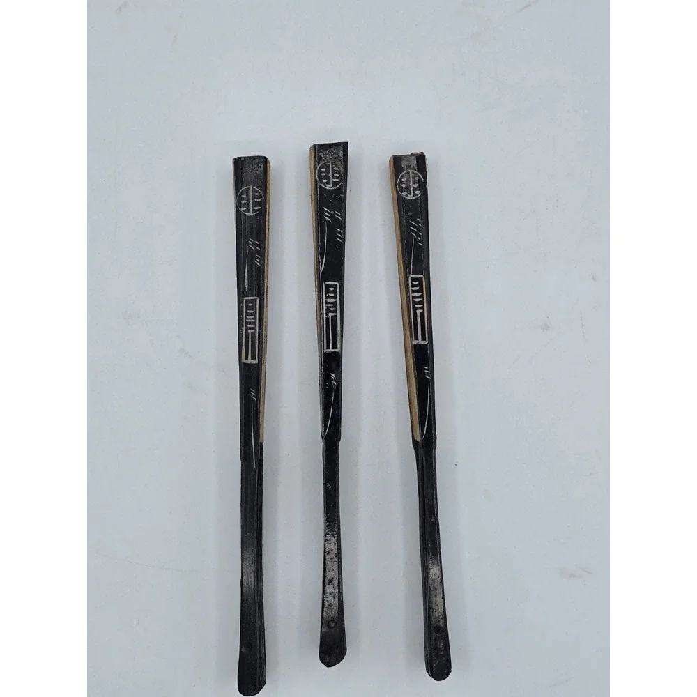 3 Lot Matching VTG Chinese Folding‎ Hand Fans Handmade Painted Rice/Bamboo Paper - Picture 11 of 16